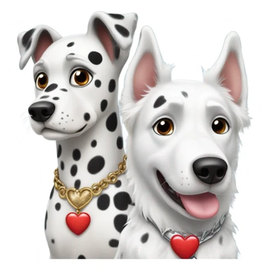 dalmatian and white and grey siberian husky with big heart over head sticker