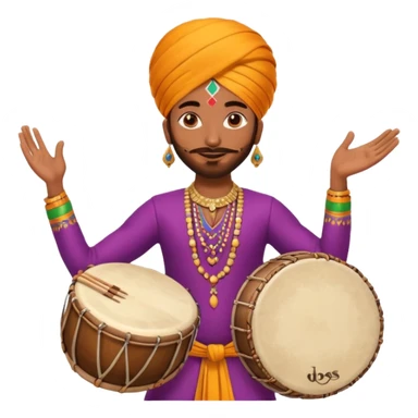 Bhangra dancer with dhol drum, vibrant expression sticker