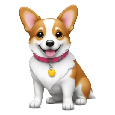 corgi tricolor dog with shopping sticker