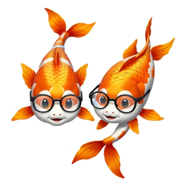 Two "koi" fishes male and female, wearing glasses. sticker
