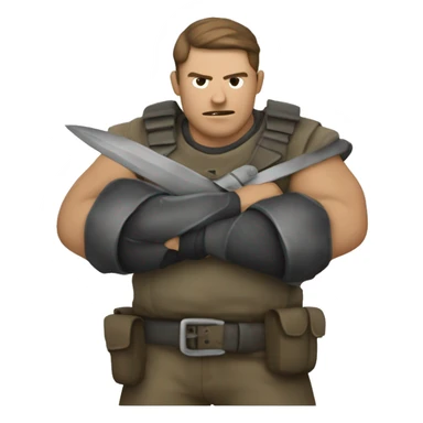 Homme en levant une mains en lair en tenue de combat  sticker