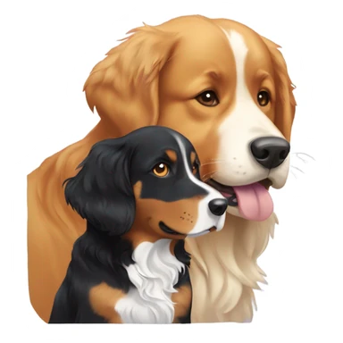 golden retriever and Bernese mountain dog playing sticker