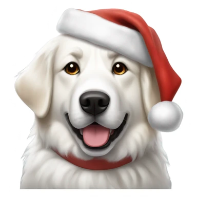Great Pyrenees Dog with tan spots with Santa Hat sticker