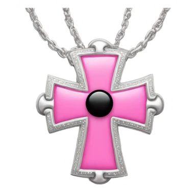 Pink cross with a silver chain wrapped around it with black bows sticker