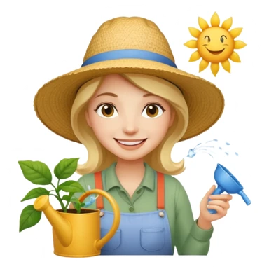 woman gardener with watering pot sticker