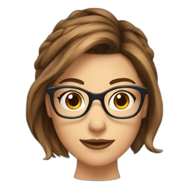 femme chatain geek lunettes chignon sticker