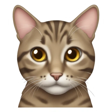 Brownish-gray tabby cat with bow sticker