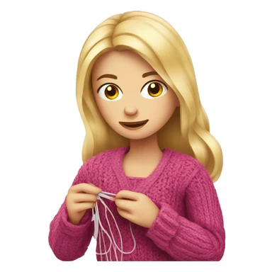 Blonde girl knitting sticker