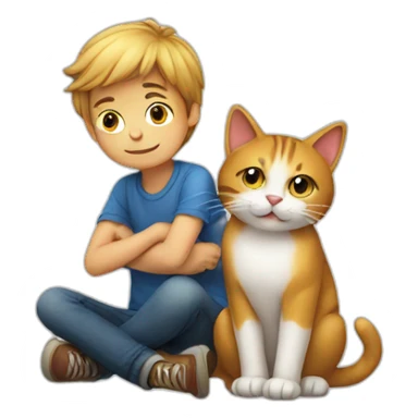 Boy sat on cat sticker