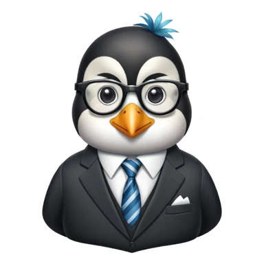 penguin school principal wearing glasses and a formal suit with tie sticker