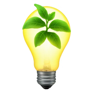 a plant sprout inside a glowing idea lightbulb sticker
