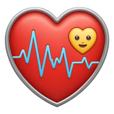 Health monitoring icon, heart inside shield, signal waves, emoji style, modern clinic branding sticker