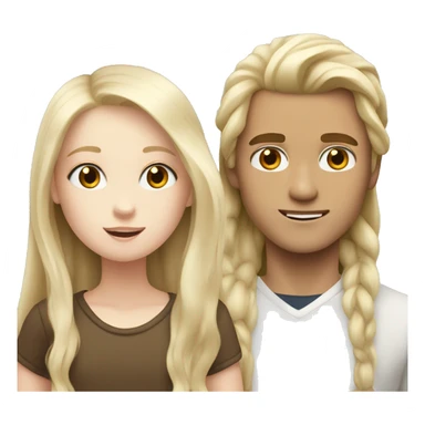 A boy with brown long hair that is pale and a white pale blonde haired girl  sticker