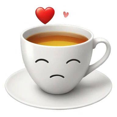 A cup of tea with attached heart  sticker