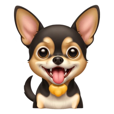 A high-resolution photo-realistic digital illustration of a black and tan chihuahua with big eyes yawning. sticker