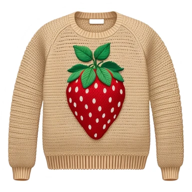 beige crocheted sweater embroidered with strawberries sticker