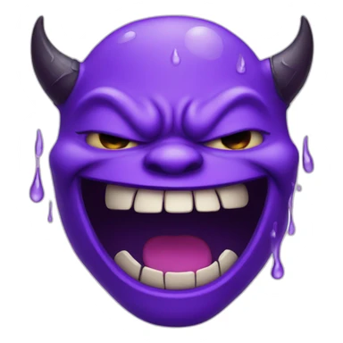 purple demon laughing with tears sticker