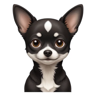 Very Dark black Chihuahua with white markings On the neck In Telegram style sticker