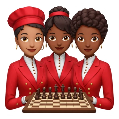 black woman chess players in red outfits sticker