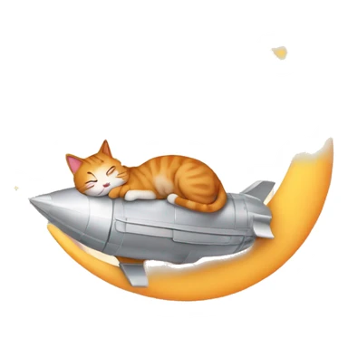 Cat sleeping on moon rocket autmn  sticker