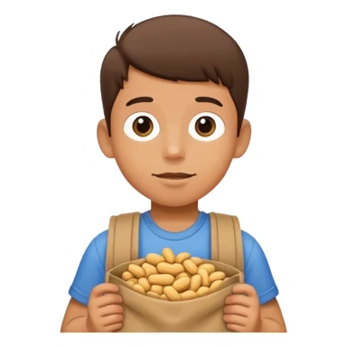 Boy holding a bag of peanuts sticker