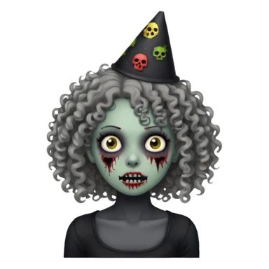 Black side party curly head girl zombie pale skin black crop top  sticker