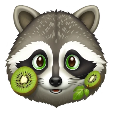 Raccoon head with a kiwi body sticker