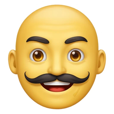 Create a Chinese smile emoji, the smile should contain an evil smile with a long Chinese like mustache sticker
