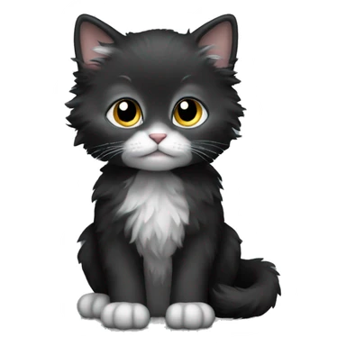 Black fluffy kitten with some gray  sticker