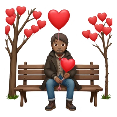 Homeless man with Valentine’s Day decor sticker