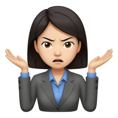 mad asian women office worker sticker