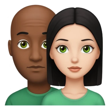 Black bald guy with brown eyes & a white girl balcky hair with green eyes  sticker