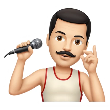 Freddie Mercury with mustache and microphone in iconic pose sticker