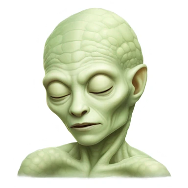 a Reptilian alien white woman, full body, sleeping sticker