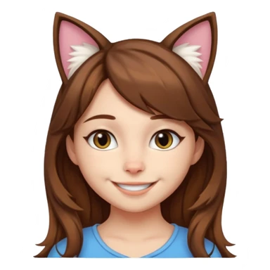 a girl with brown hair, cat ears and a tail saying "im lauren" sticker