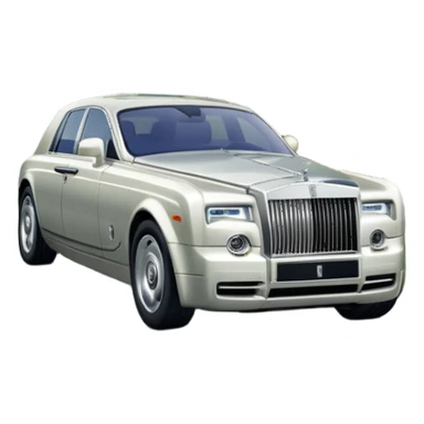 Rolls-Royce Phantom (2022) – cinematic-realistic Rolls-Royce Phantom emoji, its polished silver frame glistening under the sun as it glides down a winding, tree-lined road. The iconic Spirit of Ecstasy hood ornament stands proudly, the V12 engine hums silently as the car cuts through the serene countryside, embodying elegance and power. sticker