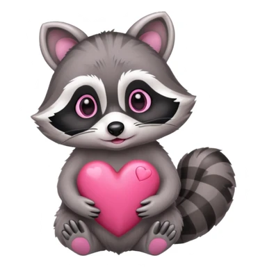 Raccoon with  heart sticker