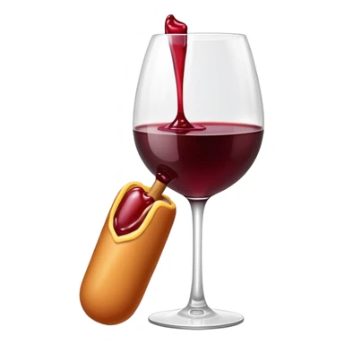 A corndog dipped in a full wine glass sticker