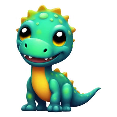 Neon paint splotched cute Dino   sticker