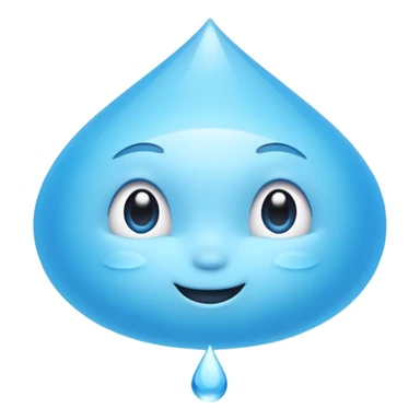 A single water droplet emoji, iPhone emoji style, glossy and smooth, cartoonish, vibrant sky blue color, high detail, simple and cute design, isolated on white background, centered composition


 sticker
