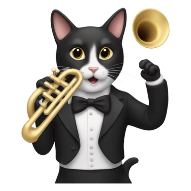 Tuxedo cat playing the trumpet sticker