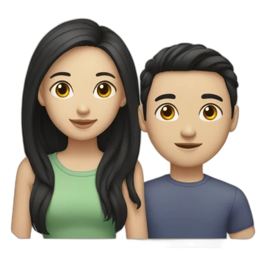 a picture of me and my girlfriend (we are both light skinned chinese, black hair) sticker