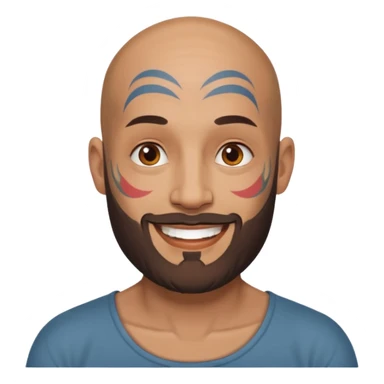 bald bearded man with face tattoo sticker