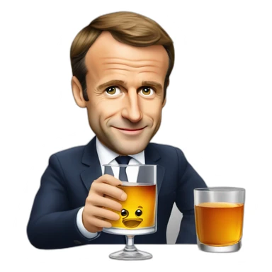 Emmanuel Macron en train de boire un verre  whisky sticker