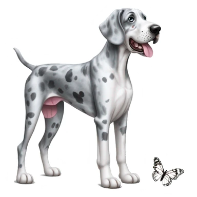Blue Merle Great Dane and butterfly sticker
