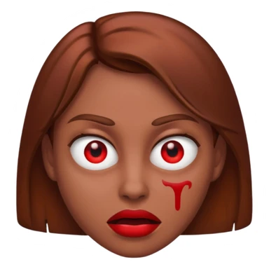RED EYES, EVIL EMOJI, KILLER EYES, BROWN HAIR sticker