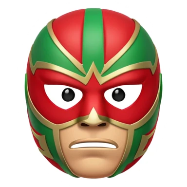 sad face emoji with a red and green luchador mask sticker