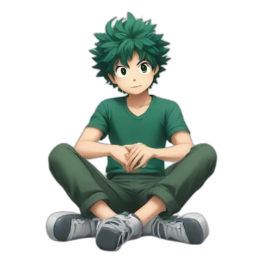 Izuku midoriya sitting on the floor sticker