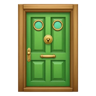 A simple green door emoji in the style of Apple emoji with a handle, a window, and a knocker. sticker
