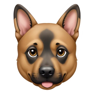 German shepherd/pit bull mixed dog with ears down and a white tip on his black tail sticker